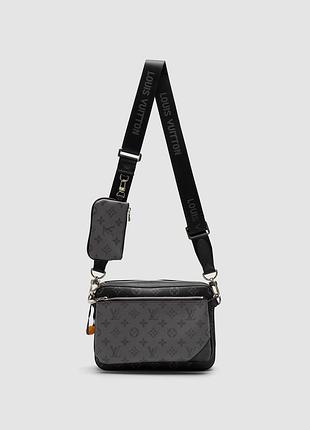 🦁 louis vuitton trio messenger grey/blue 25.5 х 18.5 х 7 см