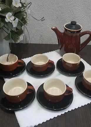 Керамічний кавовий набір на 6 персон