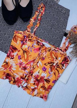 Літній топ h&m xs короткий топ в принт топ з шнурівкою