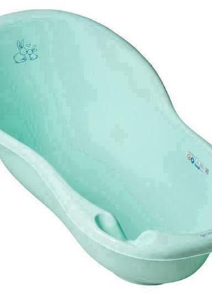 Ванночка зі зливом 102 см kr-005-105 "lux зайчики" м'ятна tega