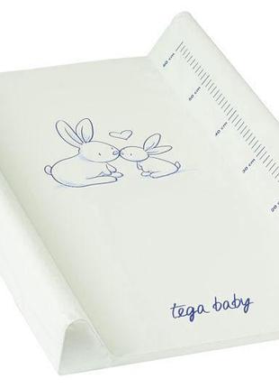 Пеленальный коврик kr-009-103 "зайчики" белый, р.50x70 см tega