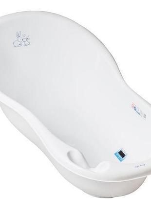 Ванночка со сливом 86 см kr-004-103 "зайчики" белая tega