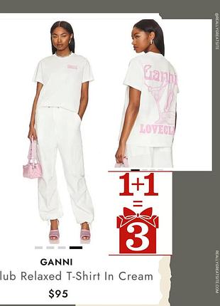 1+1=3 базова футболка ganni принт надпис love club