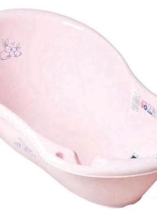 Ванночка со сливом 86 см kr-004-104 "зайчики" розовая tega
