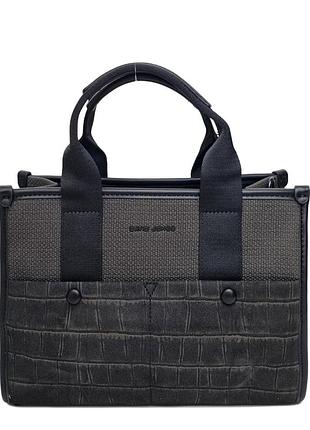 Стильна жіноча сумка екошкіра чорний арт.cm8633 black davidjones французька