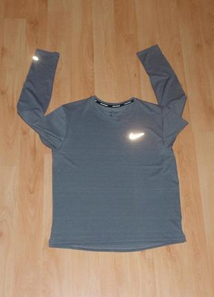 Детская спортивная серая кофта/лонгслив nike dri-fit running longsleeve miler under training original boy nb