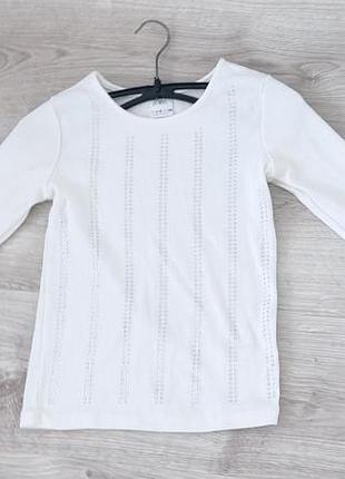 Біла кофта в рубчик зі стразами для дівчинки zara 4