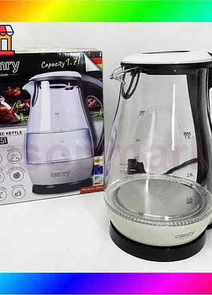 Bs электрочайник camry cr best mix 1251 1.7л 2000вт стеклянный с подсветкой bas77/n