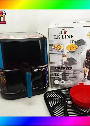 Bs аерофритюрниця t.k.line tk00273 best mix 12 л з wi-fi tuya smart, 2 тенами, led-дисплеєм і керамічн bas77/n