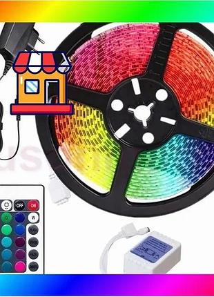 Bs светодиодная лента smd best mix 3528 rgb 5м с пультом и блоком питания гирлянда bas77/n