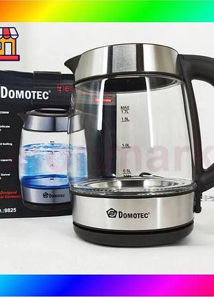 Bs электрический чайник domotec best mix ms-7946 стеклянный 1.7л 2200вт. bas77/n