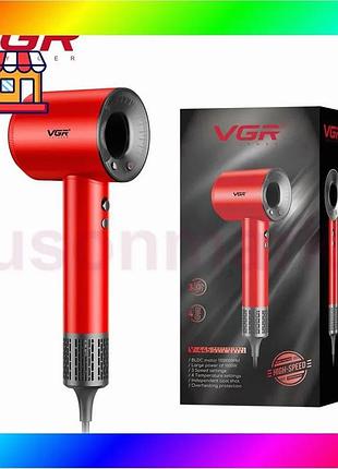 Bs фен професійний vgr best mix v-445 red, 3 рівні обдування, 4 рівні температури, 1600вт bas77/n