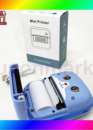 Bs портативний дитячий термопринтер best mix із bluetooth a8 cat міні принтер для телефону blue bas77/n
