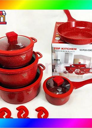 Bs набор кастрюль top best mix kitchen tk00050 10 предметов сковорода и кастрюли с антипригарным покры bas77/n