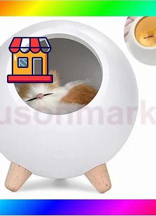 Bs креативный портативный детский best mix ночник котик в домике cat house белый светильник с регулиро bas77/n