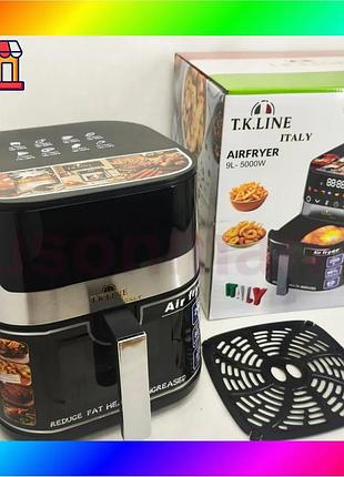 Bs аерофритюрниця t.k.line tk00276 best mix 9л 5000вт з сенсорним керуванням led-дисплеєм і 8 програма bas77/n