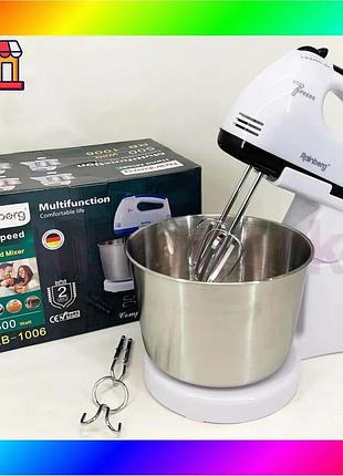 Bs стационарный электрический миксер best mix с чашей rainberg rb-1006 500w с насадками для затворения bas77/n