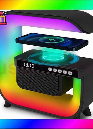 Bs нічний акумуляторний rgb best mix g3 з бездротовою зарядкою 15w bluetooth колонка настільна смарт л bas77/n