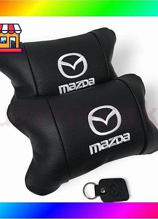 Bs набор кожаных подушек best mix mazda с вышивкой логотипа + подарок – кожаный брелок bas77/n