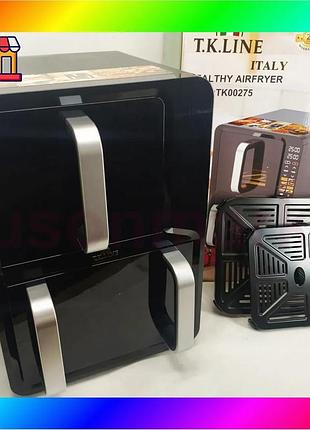 Bs двокамерна аерофритюрниця t.k.line best mix tk00275 12л і 6л потужність 5200вт + 2000вт bas77/n