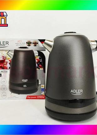Bs чайник металевий adler best mix ad 1295 1.7л 1850вт електричний з терморегулятором 40-100 ° с gray bas77/n