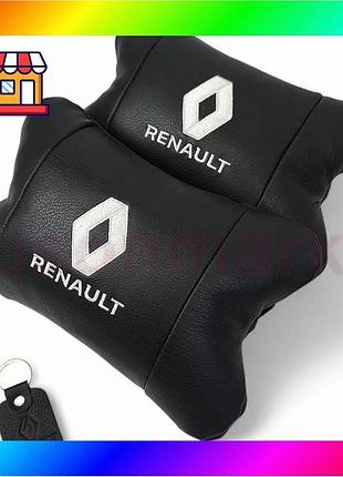 Bs набор подушек 2шт best mix для автомобиля renault, натуральная кожа, на подголовник в машину с лого bas77/n