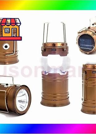 Bs туристический фонарь лампы best mix на солнечной батарее с павером camping mh-5800t (6+1 led) brown bas77/n
