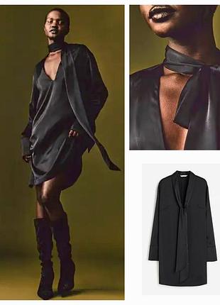 Красивая черная атласная мини платье,h &amp; m