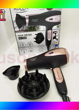 Bs фен для волосся best mix з іонізацією adler ad 2248 black 2200вт bas77/n