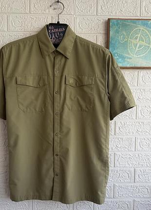 Сорочка тактична з коротким рукавом 5.11 tactical freedom flex woven рм трекінгова еластична на кнопках олива мілітарі