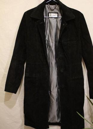 Пальто-плащ натуральная замша, кожаное пальто1 фото