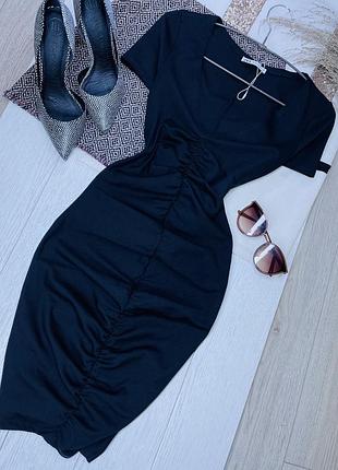 Нова літня сукня zara s коротке плаття з драпіруванням чорна сукня по фігурі плаття футболка зара