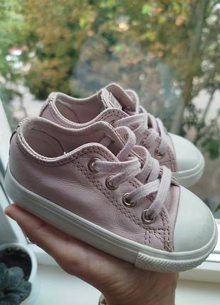 Converse конверсы кеды кроссовки детские розовые кожа на девочку