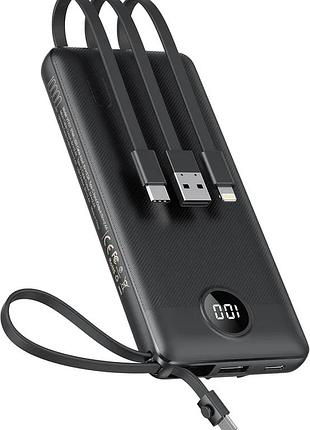 Power bank veektomx 10000 маг із вбудованими кабелями