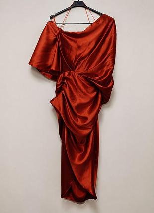 Сатиновое асимметричное платье asos edited