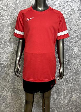 Nike dri-fit спортивный костюм 158-170 см подростковый красно-черный