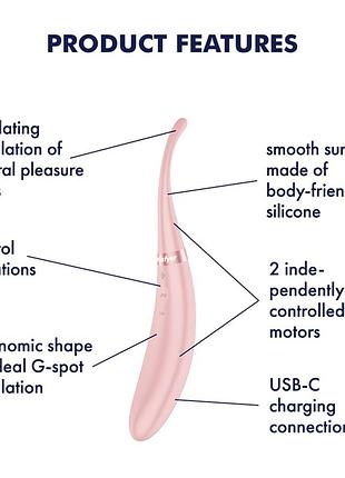 Вибратор для точкової стимуляції satisfyer tip tease rose, рожевий інтимний масажер для жінок 6