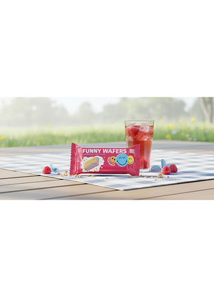 Вафлі з начинкою smileyworld funny wafers з ароматом малини з холодком 400г (214522)