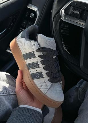 Жіночі кеди adidas campus 00s silver premium — сірі кросівки на платформі