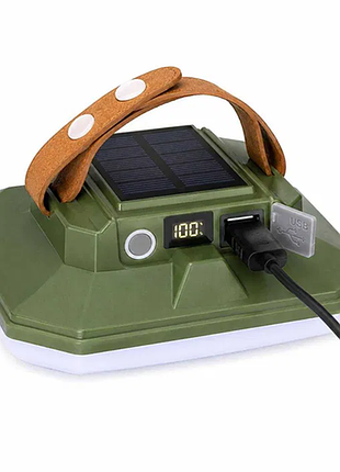 Кемпинговая аккумуляторная led лампа bailong jk-06 с солнечной панелью и power bank 7 режимов 5 вт зеленый