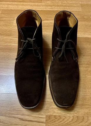 Фирменные замшевые мужские туфли hengelo by lloyd,коричневые ботинки5 фото