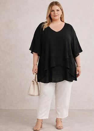 ✨легкая многослойная блуза-туника zizzi размер 58-60 (3xl / на бирке xl), эффект жатки