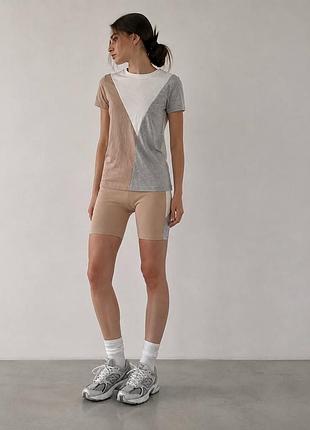 Комплект river island 12 бежевий: футболка та шорти велосипедки
