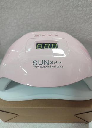 Гібридна uv/led-лампа для манікюру sun x plus 120w у рожевому кольорі з цифровим дисплеєм та знімним дном.