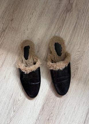 Тапки сабо з хутром zara оригінал