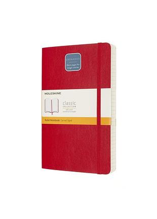 Блокнот moleskine classic expanded средний, линейка красный мягкий (qp616expf2)