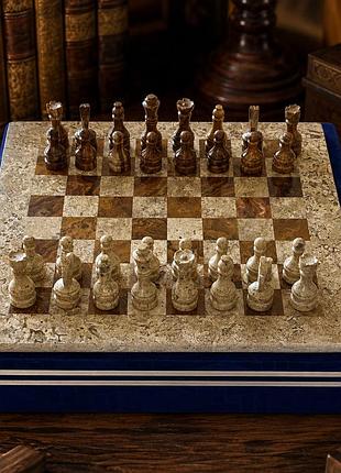 Шахи з натуральної яшми 38×38 см, кам'яні шахи ручної роботи з пакистану, подарункові шахи