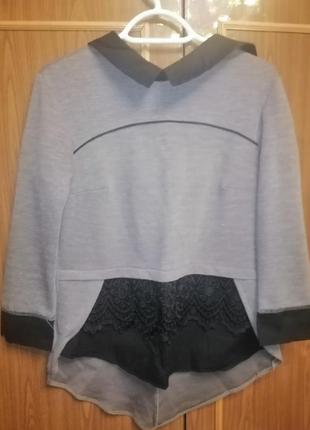 Кофта з мереживом офісного стилю