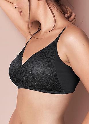 Чорний мереживний бюстгальтер m&s, uk 12