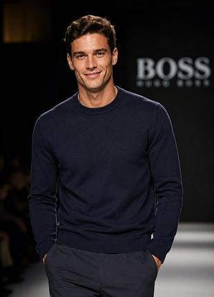 Чоловічий светр boss (hugo boss), темно-синій, розмір m, бавовна/вовна